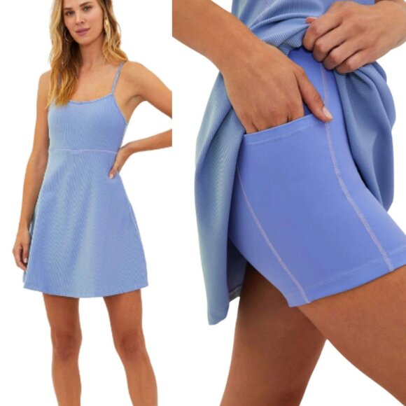 New! Beach Riot Sports Raelyn Active Dress With Short Attached Blue 26700 - Picture 1 of 11